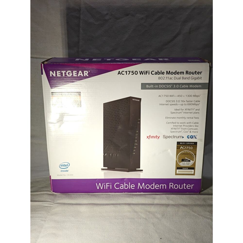 NETGEAR AC1750 Dual-Band Gigabit WiFi Cable Modem Router DOCSIS 3.0 C6300